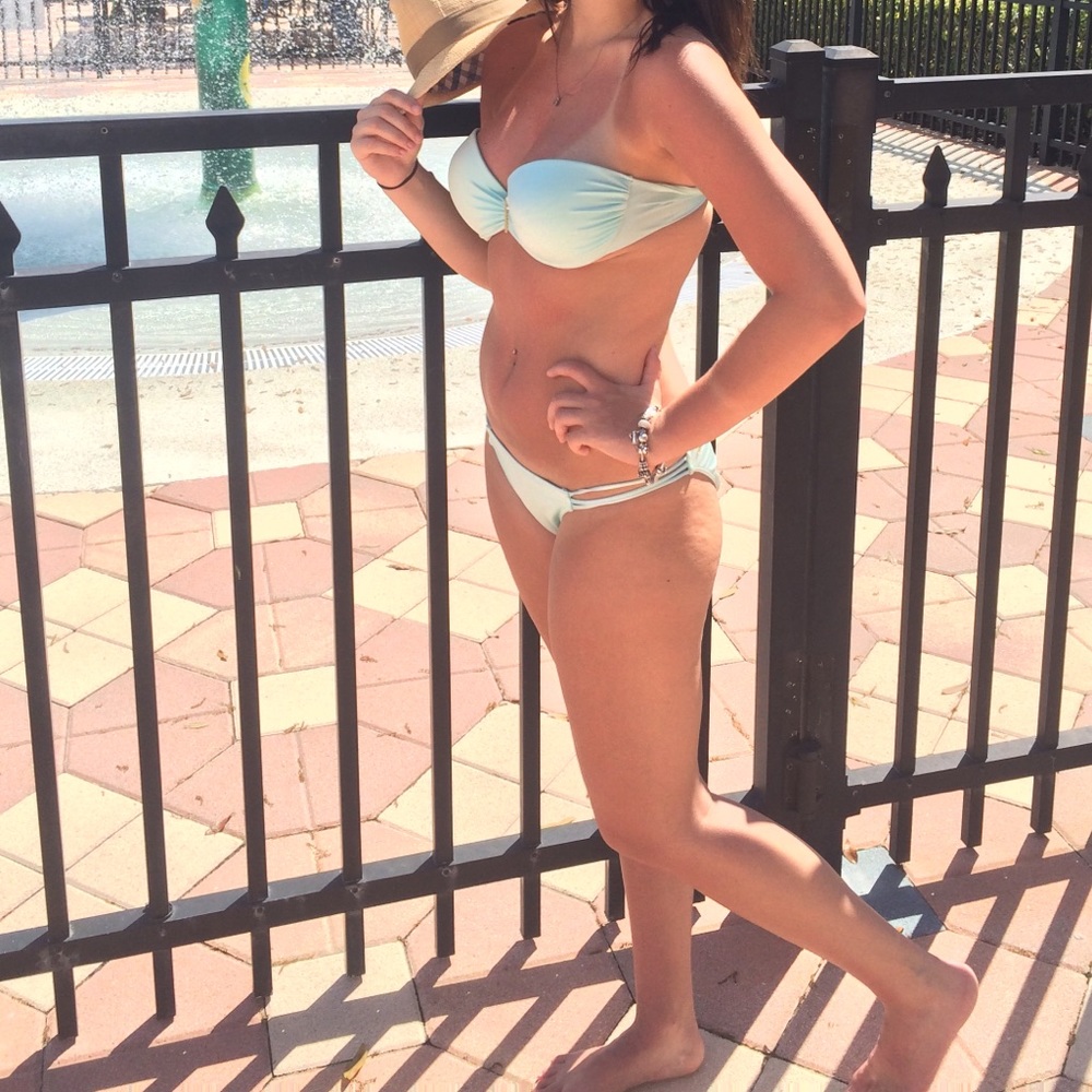 VS grace blue Strappy String Bottom & bandeau top